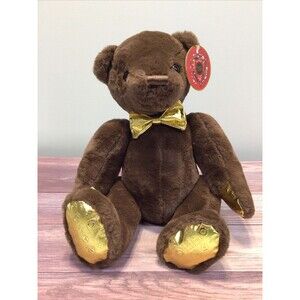 FAO Schwarz 160th Anniversary Dark Chocolate Brown Bear with Embossed Foot 13.5"